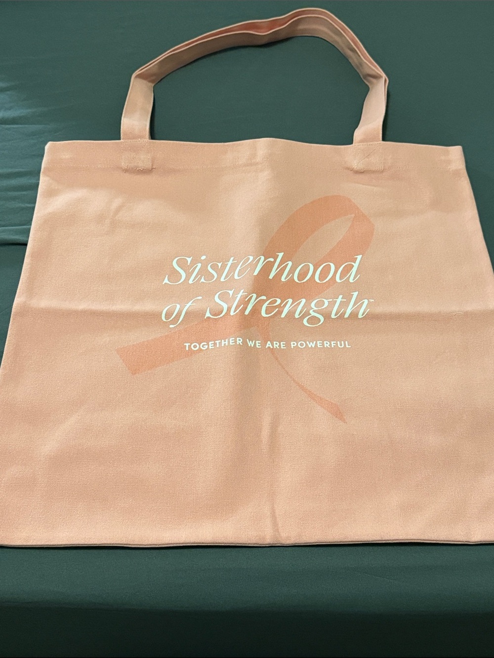 Sisterhood of Strength Pink Tote Bag Breast Cancer Inspirational Canvas Shopper